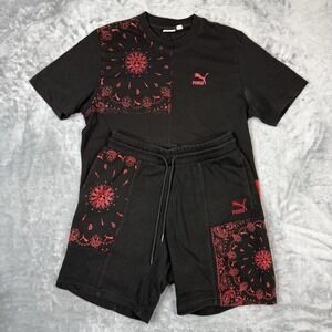 Men's Puma Outfit Matching 2 Piece Set Shirt & Shorts Shirt Sz M Shorts Sz M